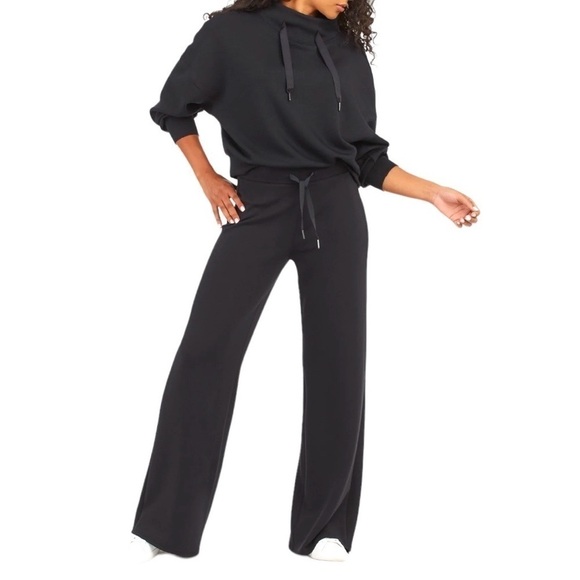 JERSEY KNIT Black Wide Leg Drawstring Pull-On Pants Size XL Excellent Co… - Picture 1 of 6